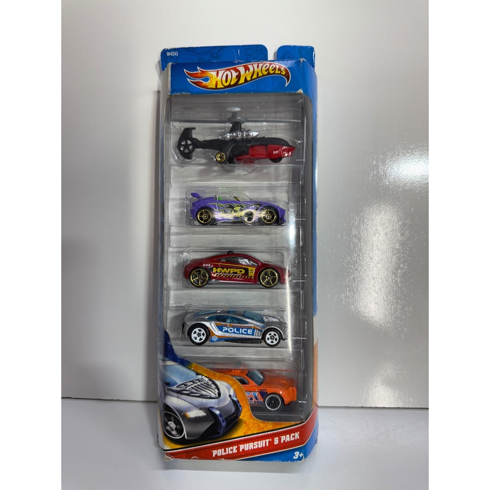 Hot Wheels Police Pursuit 5-Pack 2011 W4243 Dodge Charger Mitsubishi Sky Knife